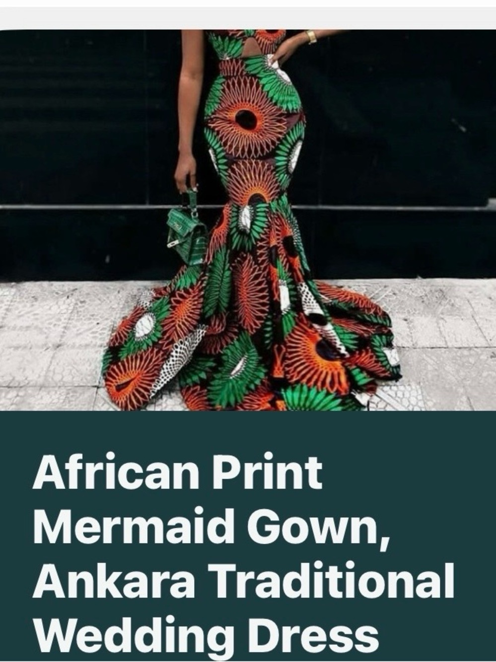 Ankara Mermaid Gown in Green and Orange